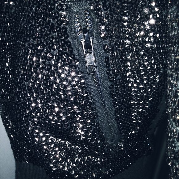Silver sequin bomber jacket - Picture 5 of 6